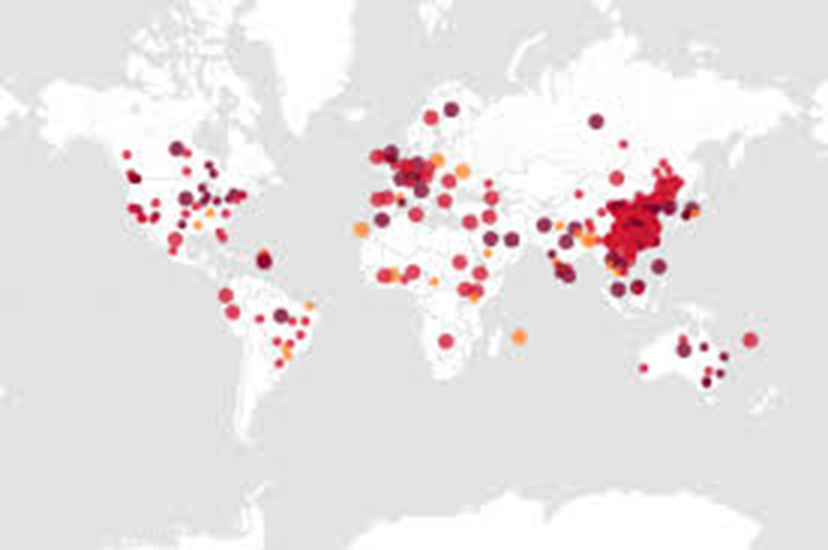  Натальна карта поширення коронавірусу в світі на сьогодні