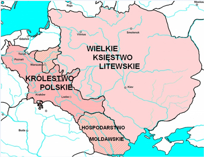  Польща і Велике князівство Литовське – за часів найбільшого розширення останнього.