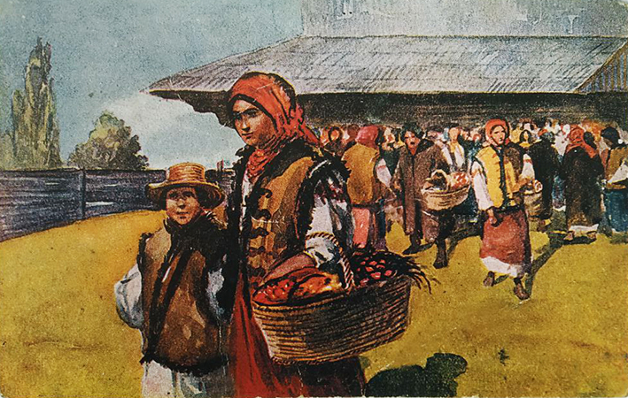 Вихід з церкви. Ярослав Пстрак. Видавництво «Союзний Базар», Львів, 1930-ті роки.