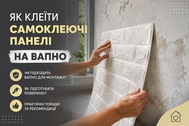 як клеїти самоклеючі панелі на вапно